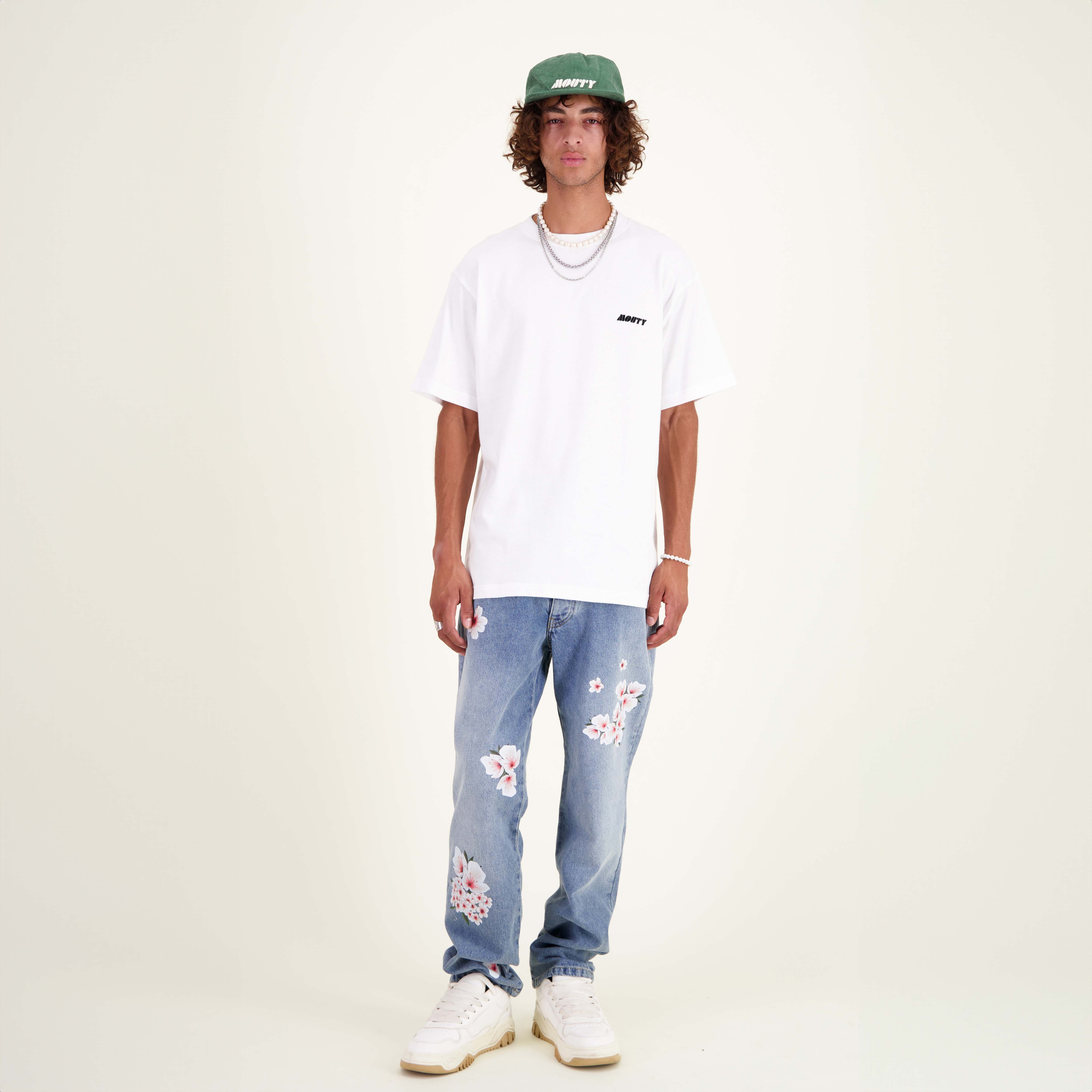 mimi様 rose memento pants Men's denim pants with printed flowers - Frida - MOUTY