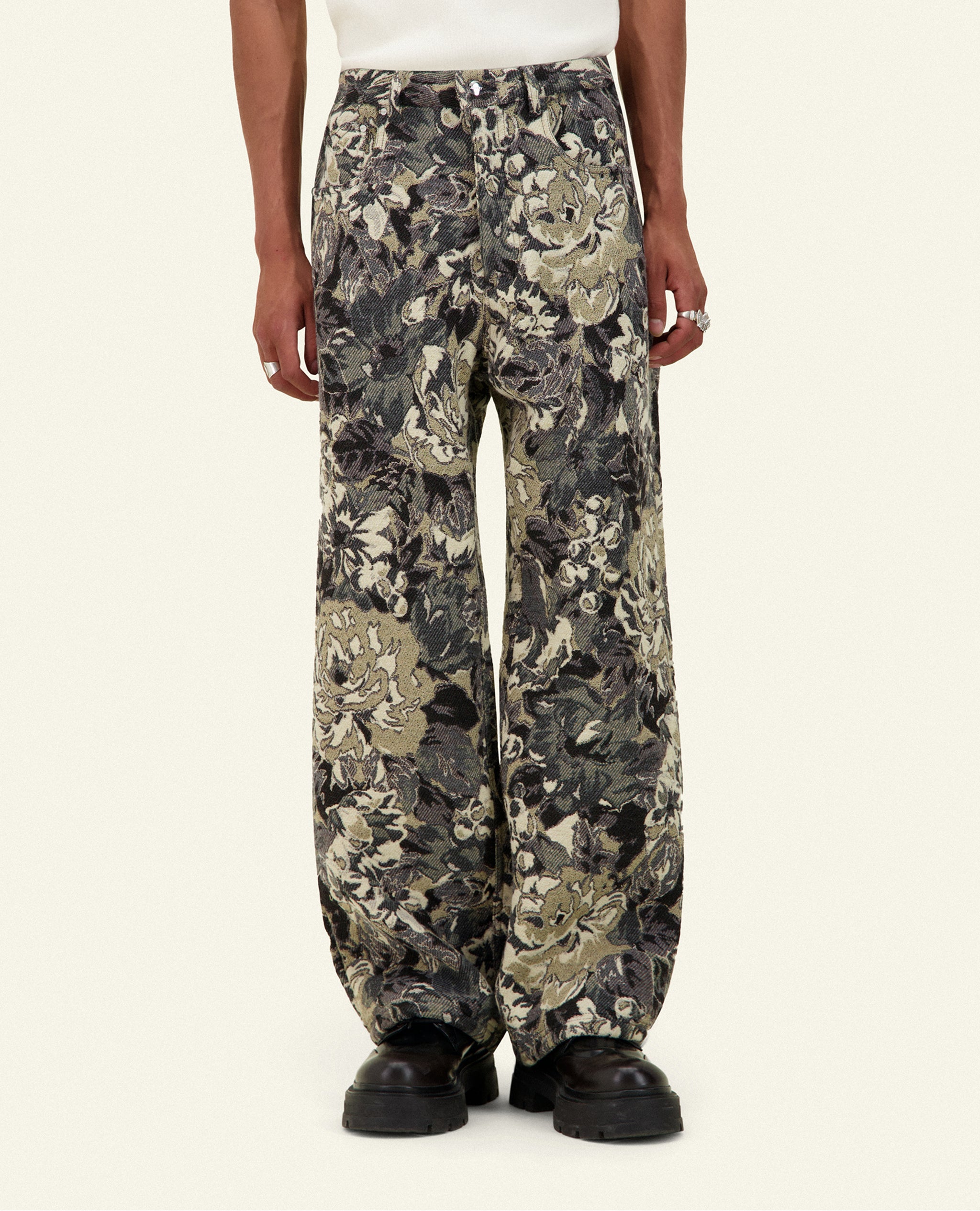 FLOWERCAMO JAQUARD BAGGY TROUSERS – MOUTY