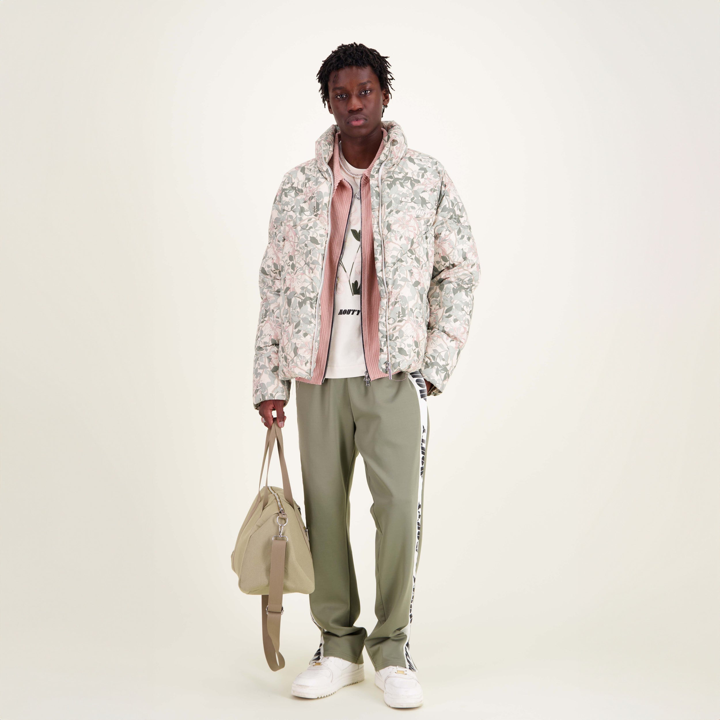 Flower printed polyester down jacket for men - MOUTY