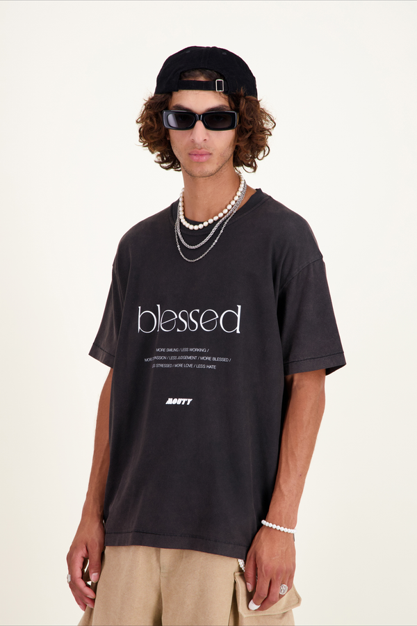 BLESSED BLACK WASHED T-SHIRT
