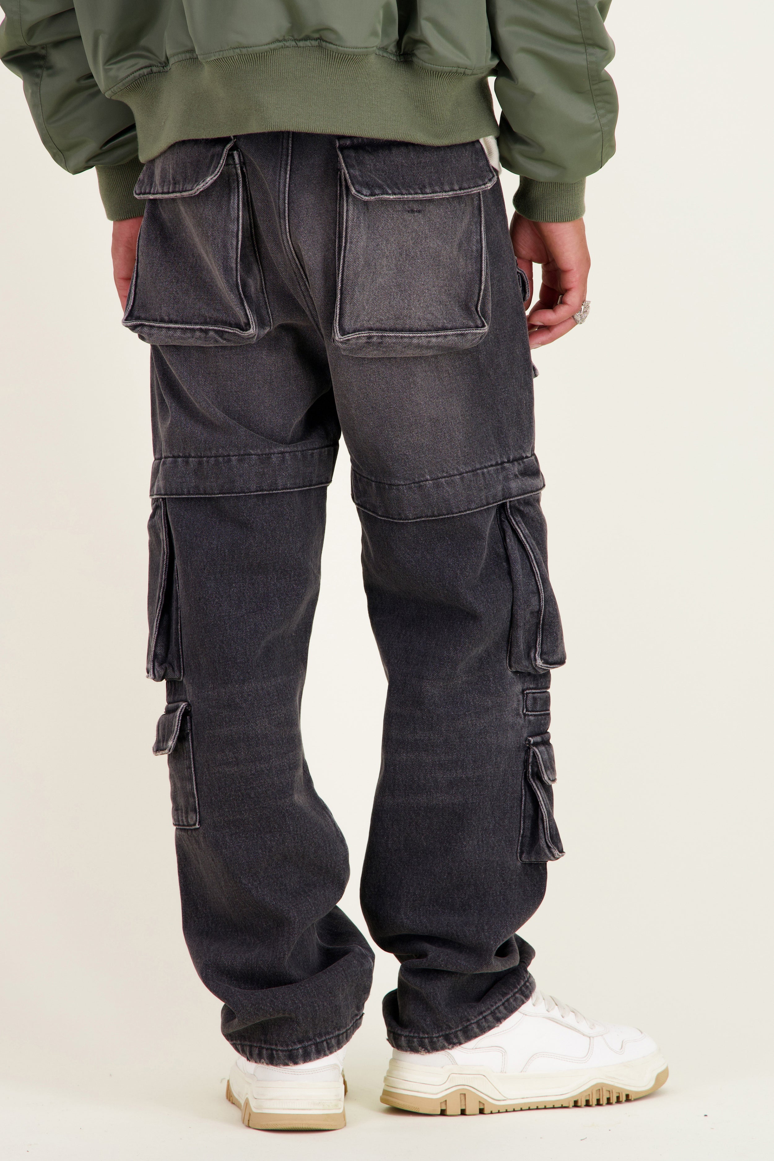 Gray denim cargo pants for men - Dock - MOUTY
