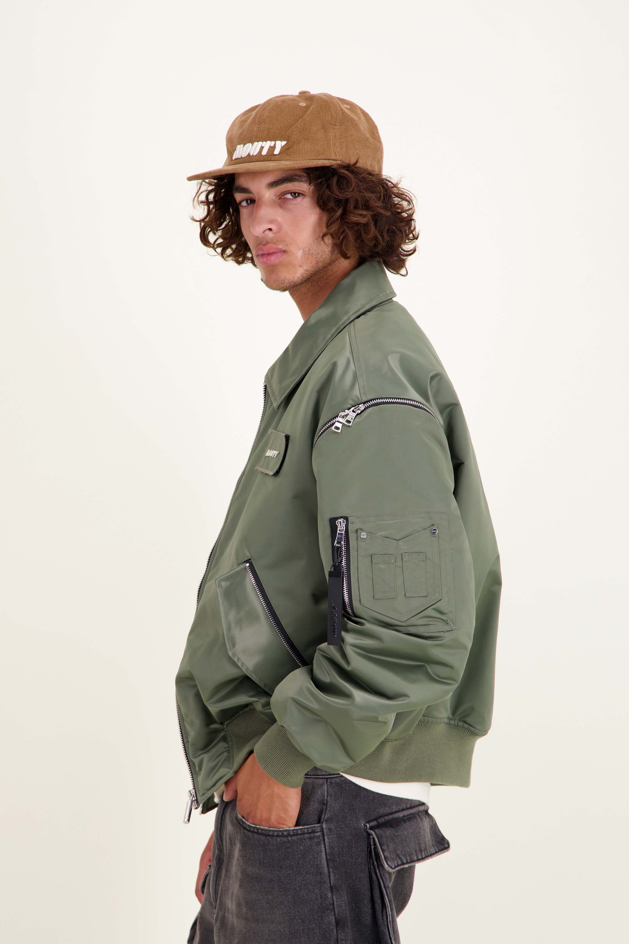 Men's bomber jacket in khaki nylon - MOUTY