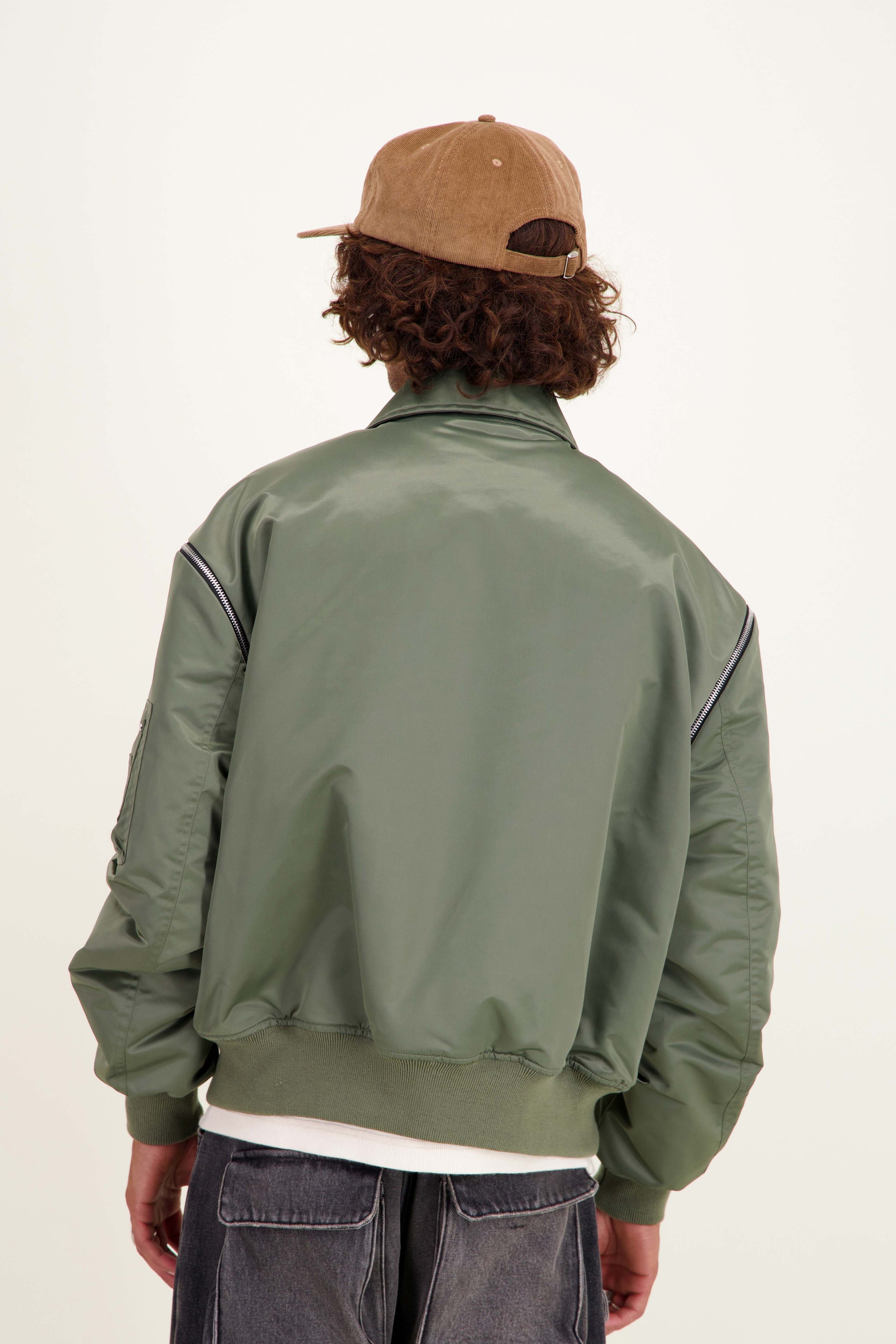 Men's bomber jacket in khaki nylon - MOUTY
