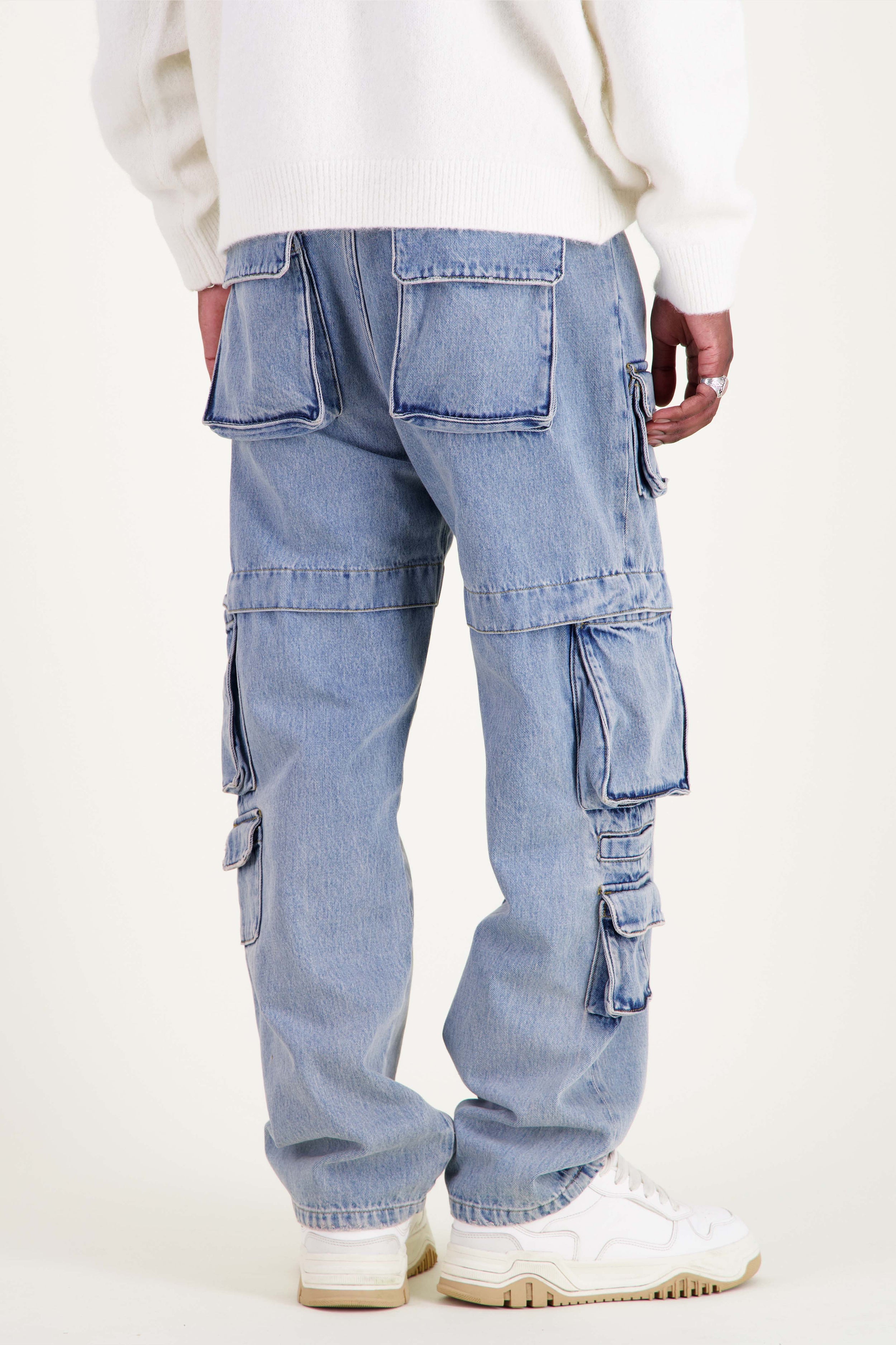 Blue denim cargo pants for men Dock MOUTY