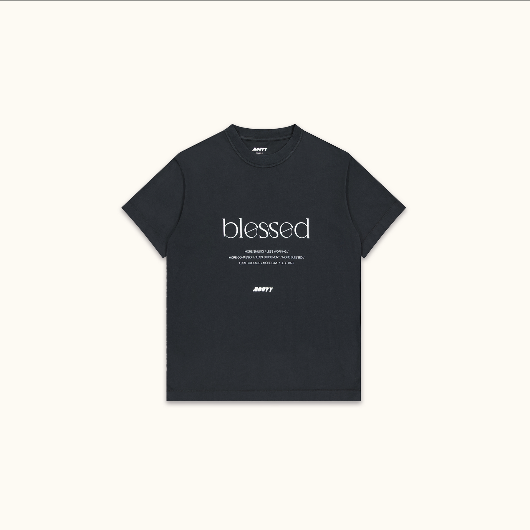 T-SHIRT BLESSED NOIR DELAVÉ