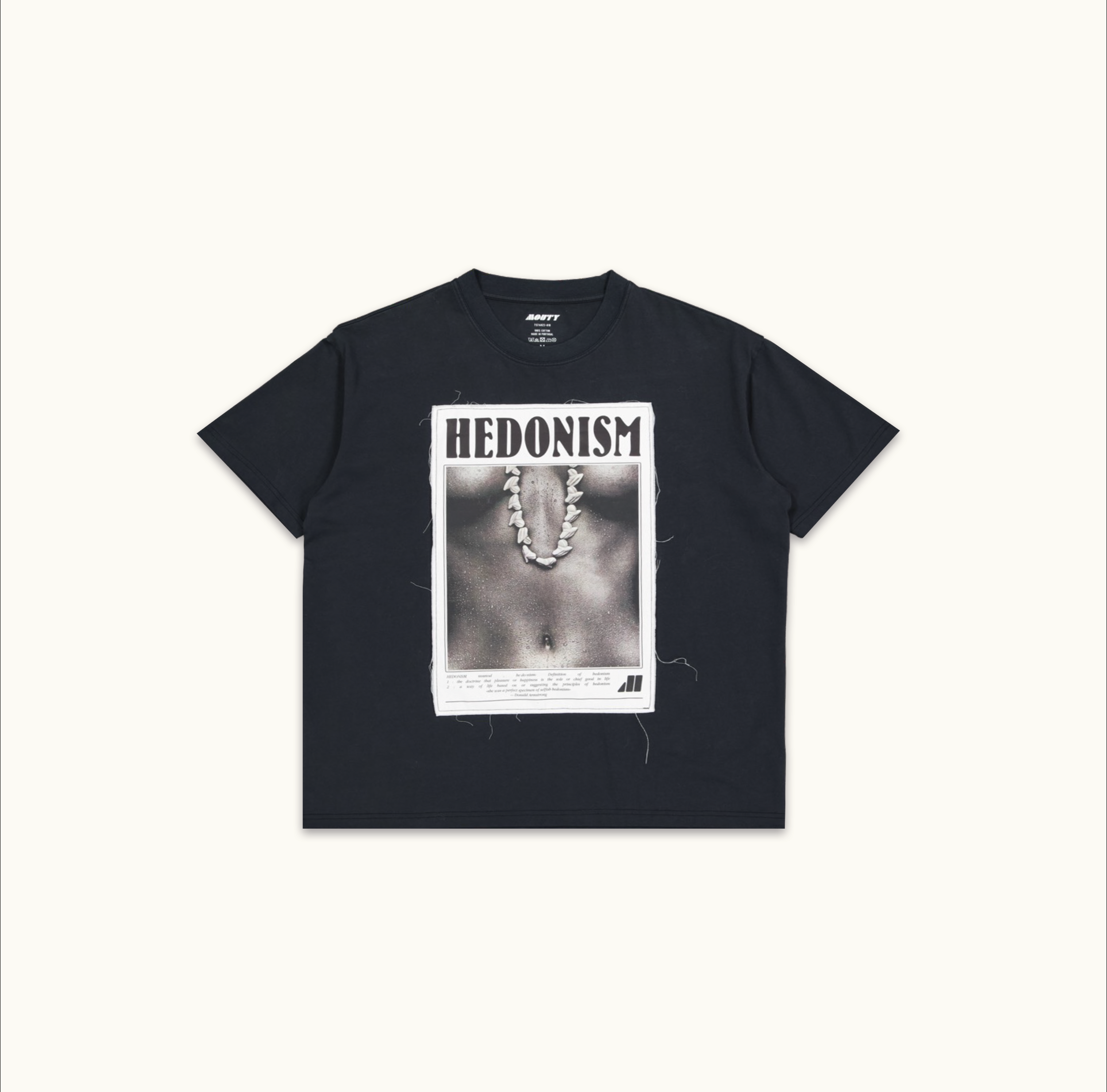 T-shirt col rond noir en coton avec dessin imprimé pour homme