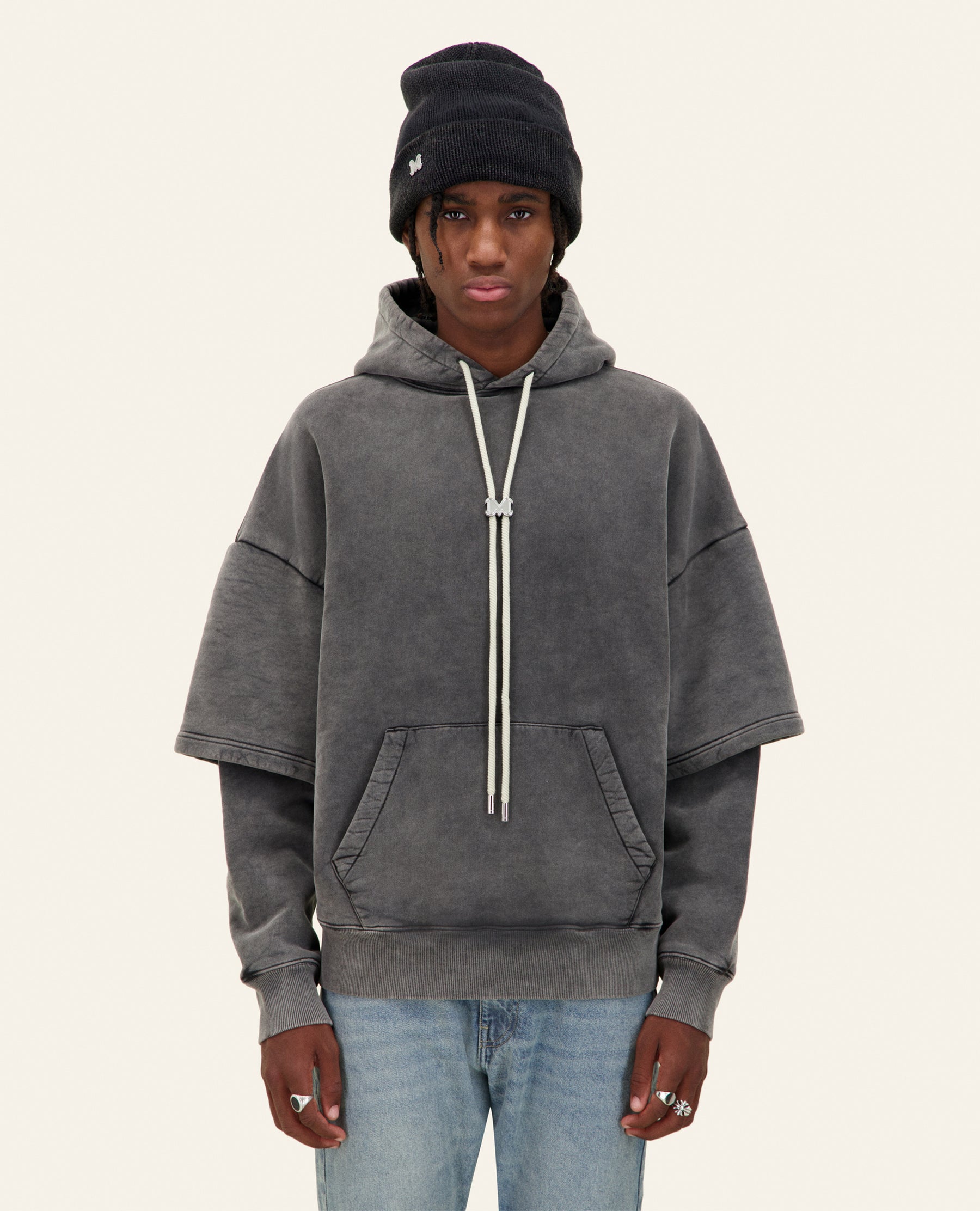 JOSS BLACK WASHED HOODIE