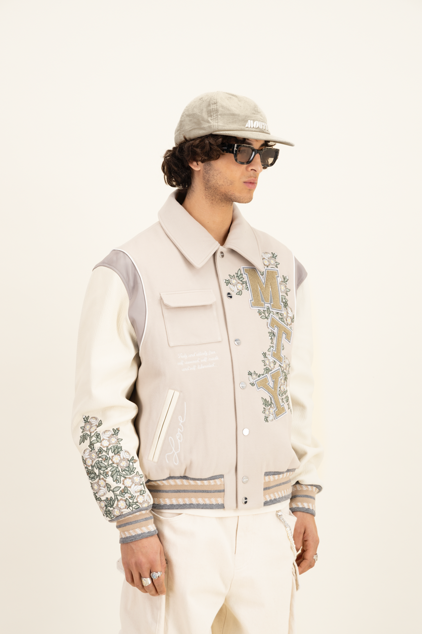 ジャケット・アウター 24fwyeseyesee Floral Varsity JacketBeige 24fwyeseyesee Floral Varsity JacketBeige
