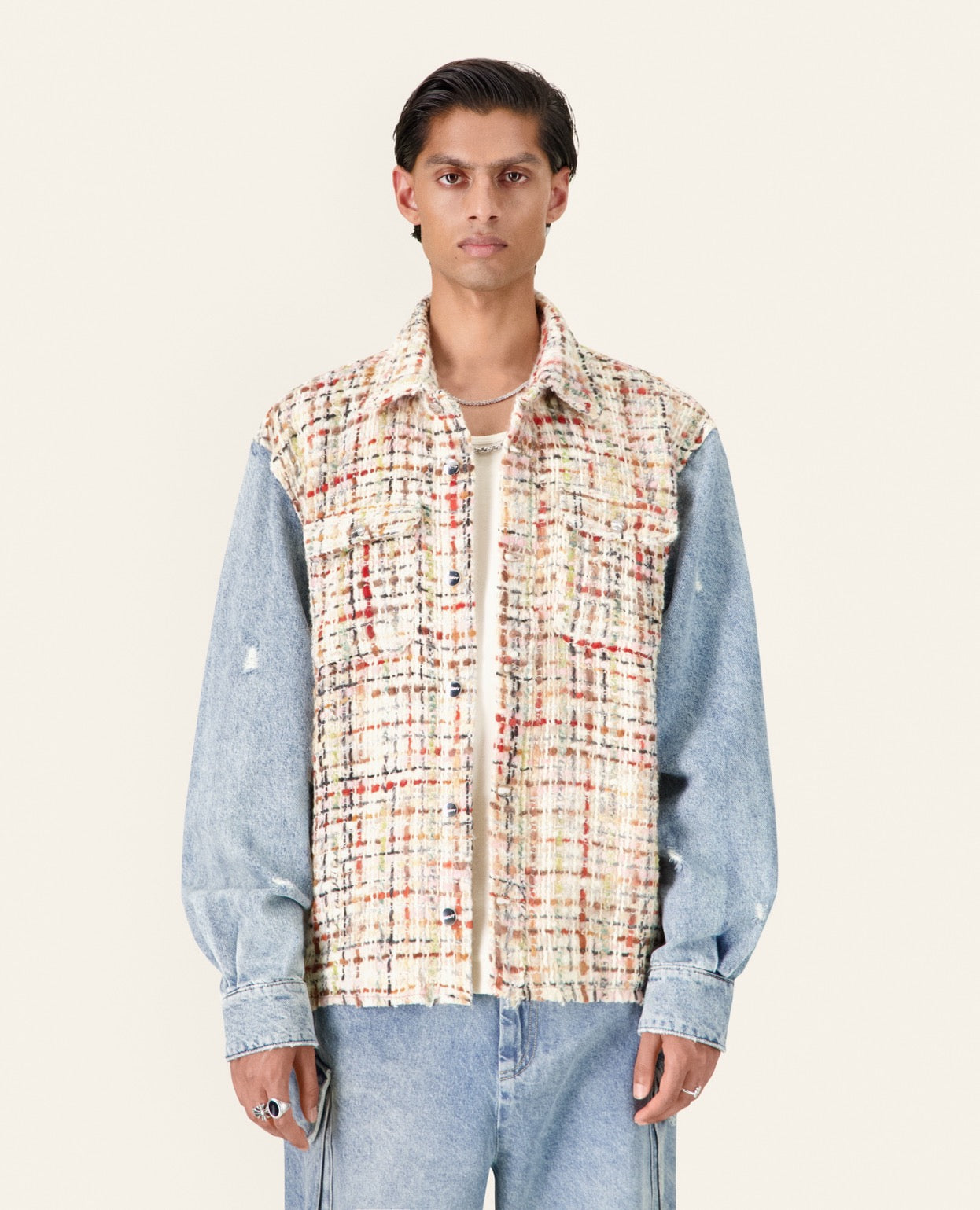 DITA DENIM AND TWEED MULTI SHIRT