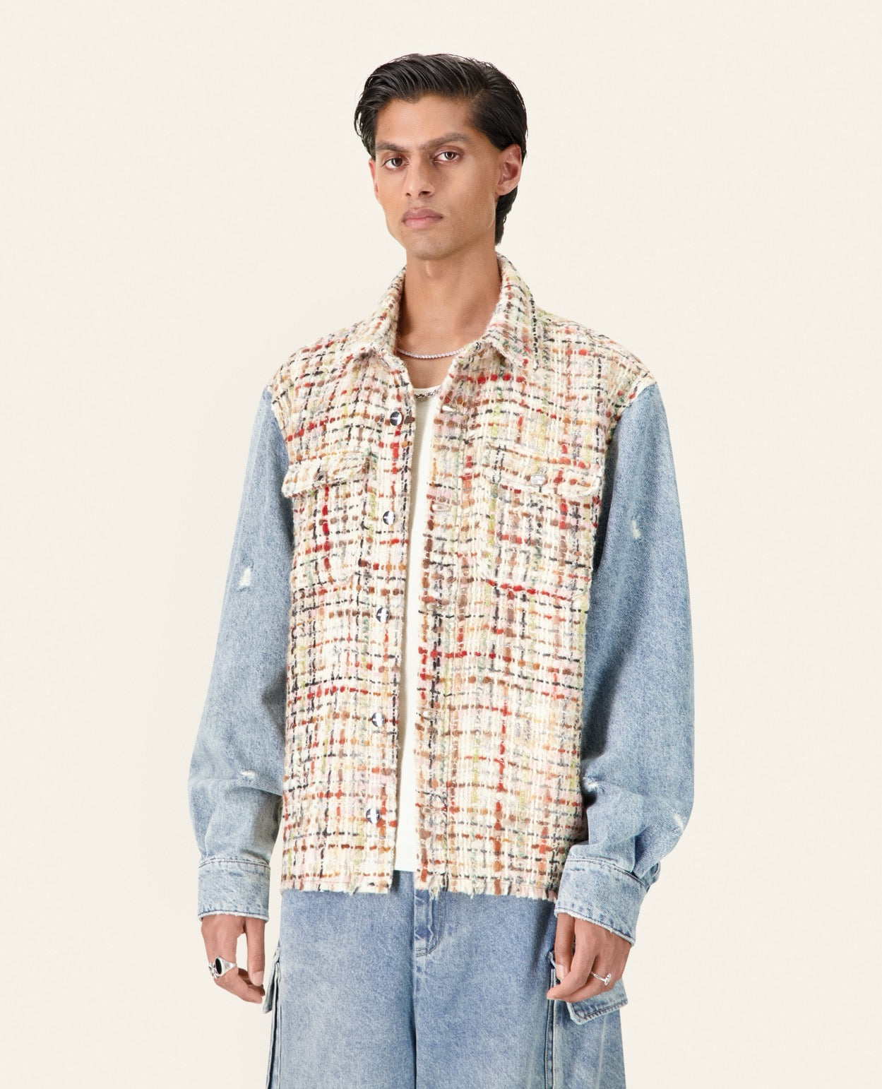 DITA DENIM AND TWEED MULTI SHIRT