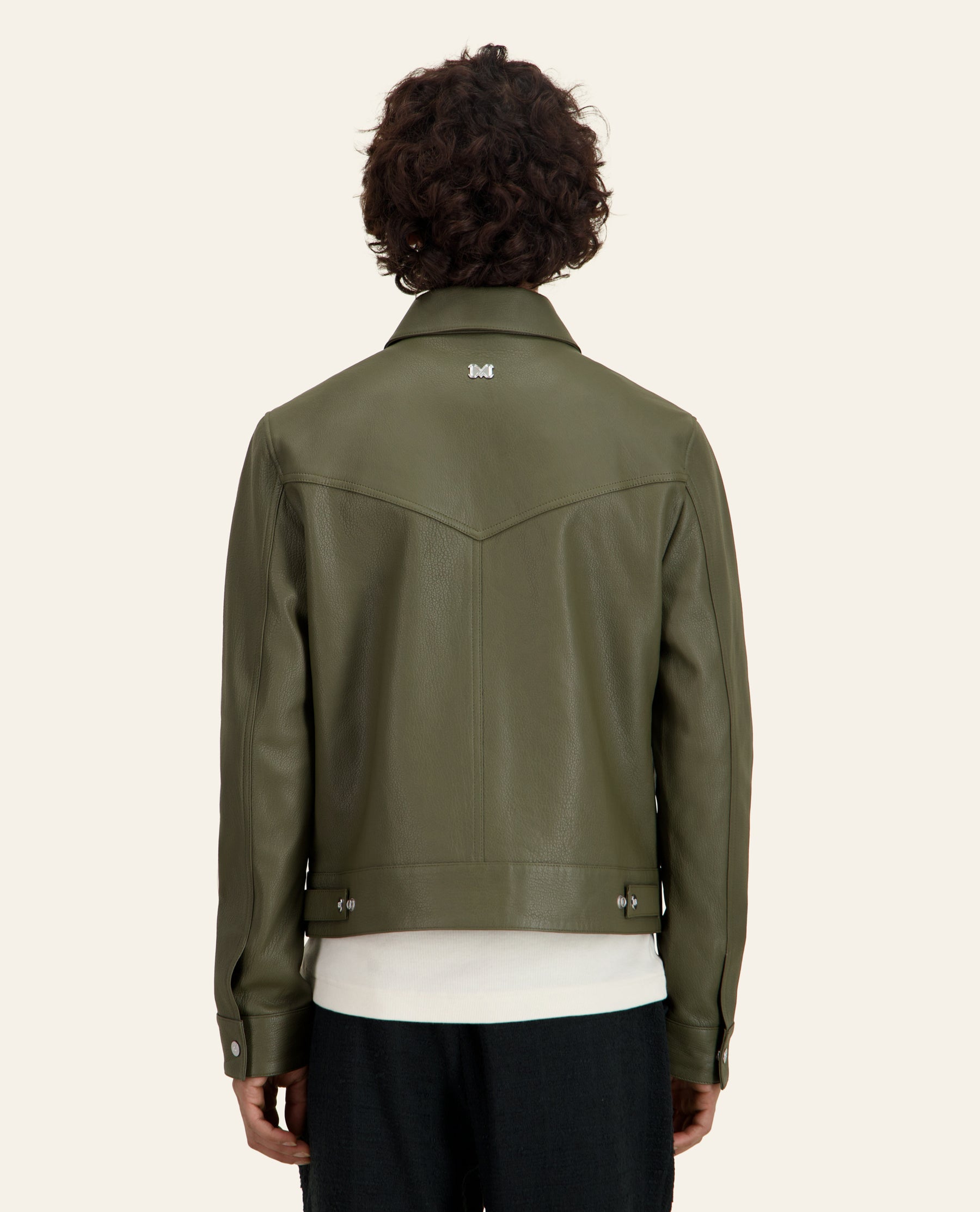 VESTE EN CUIR RODEO KHAKI