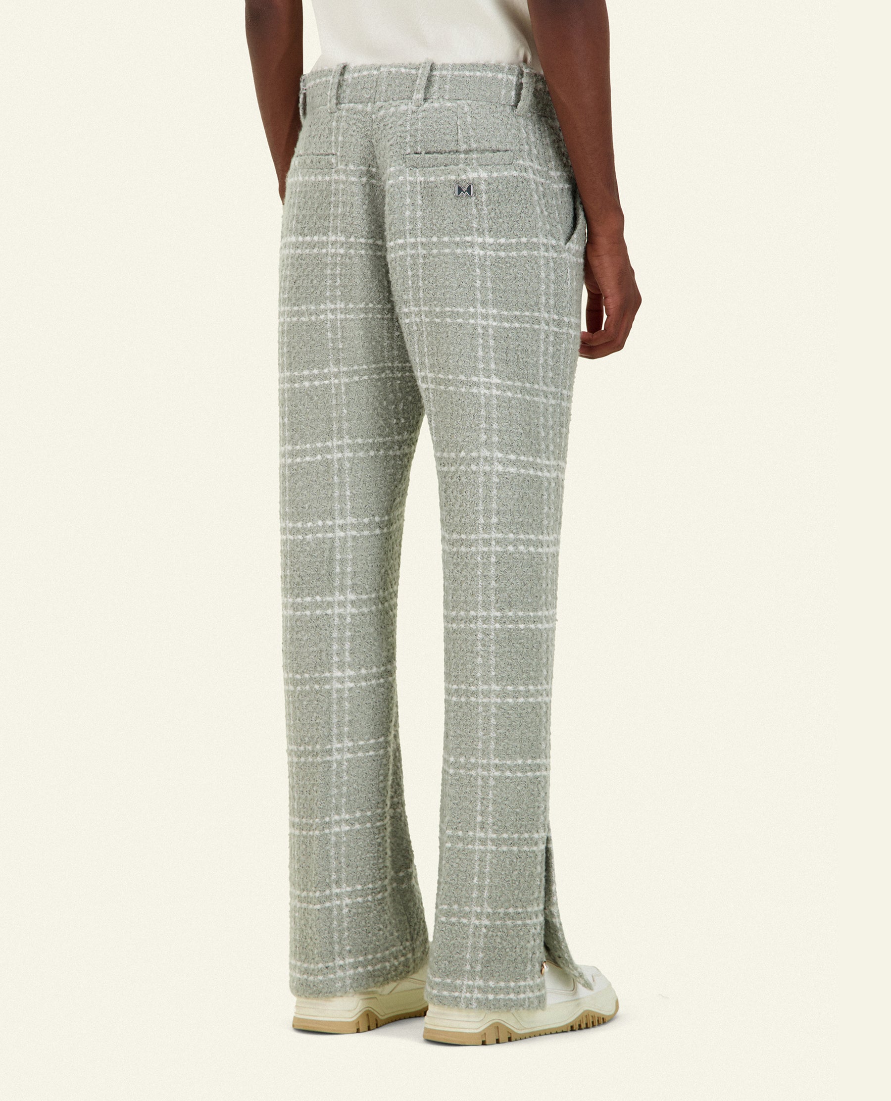 GREY-GREEN TWEED TUX PANTS