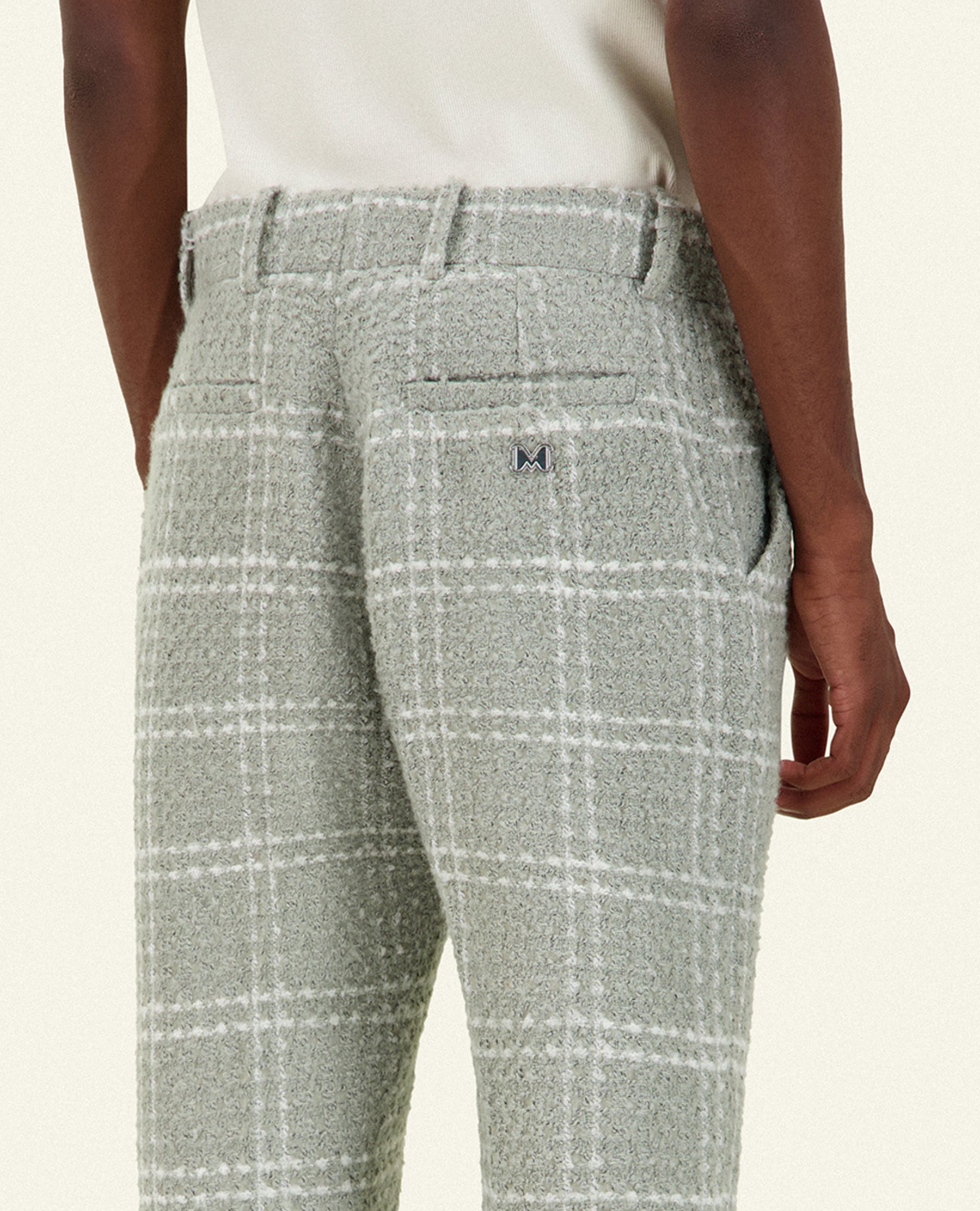 GREY-GREEN TWEED TUX PANTS