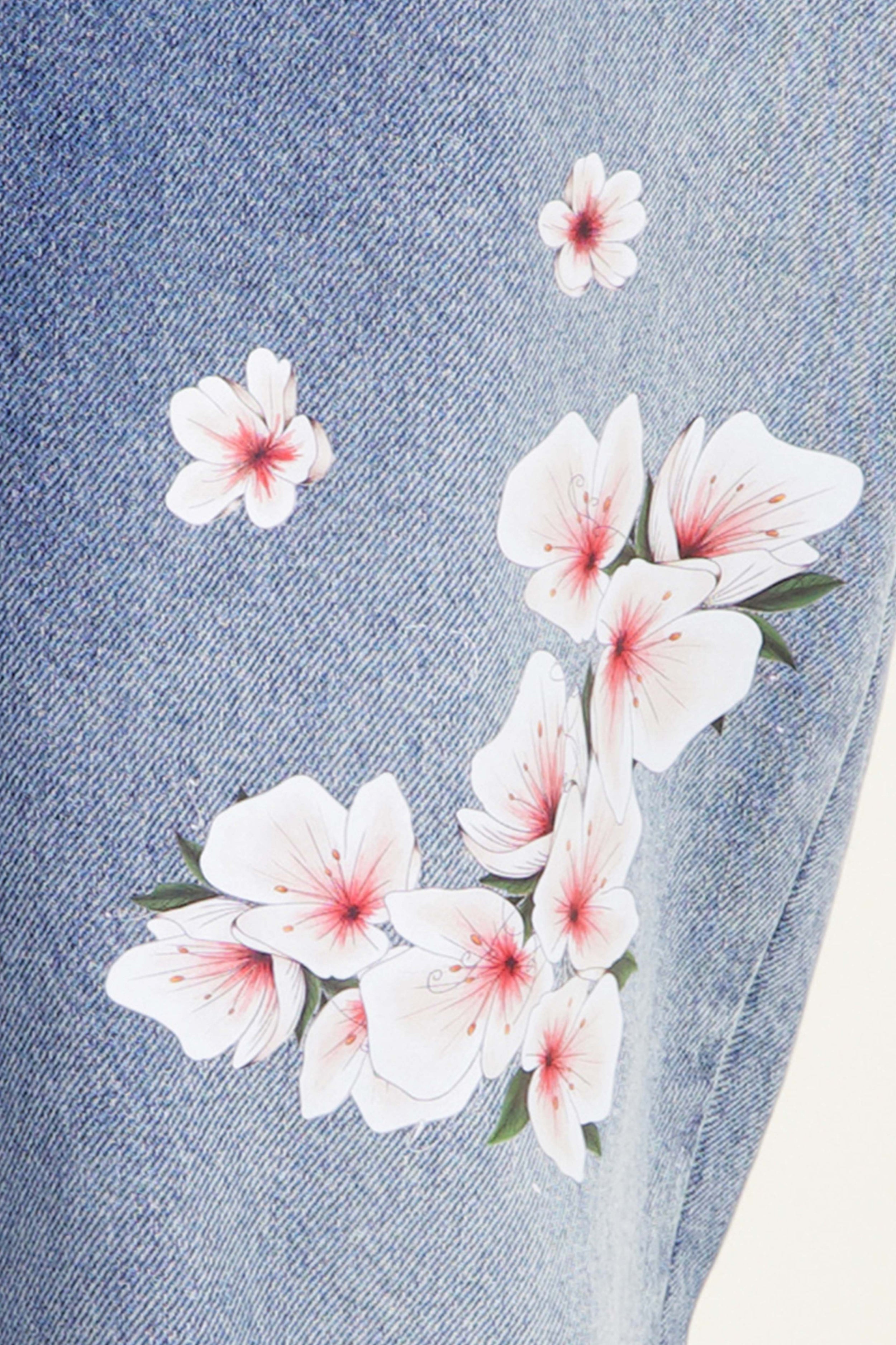 Men's denim pants with printed flowers - Frida - MOUTY
