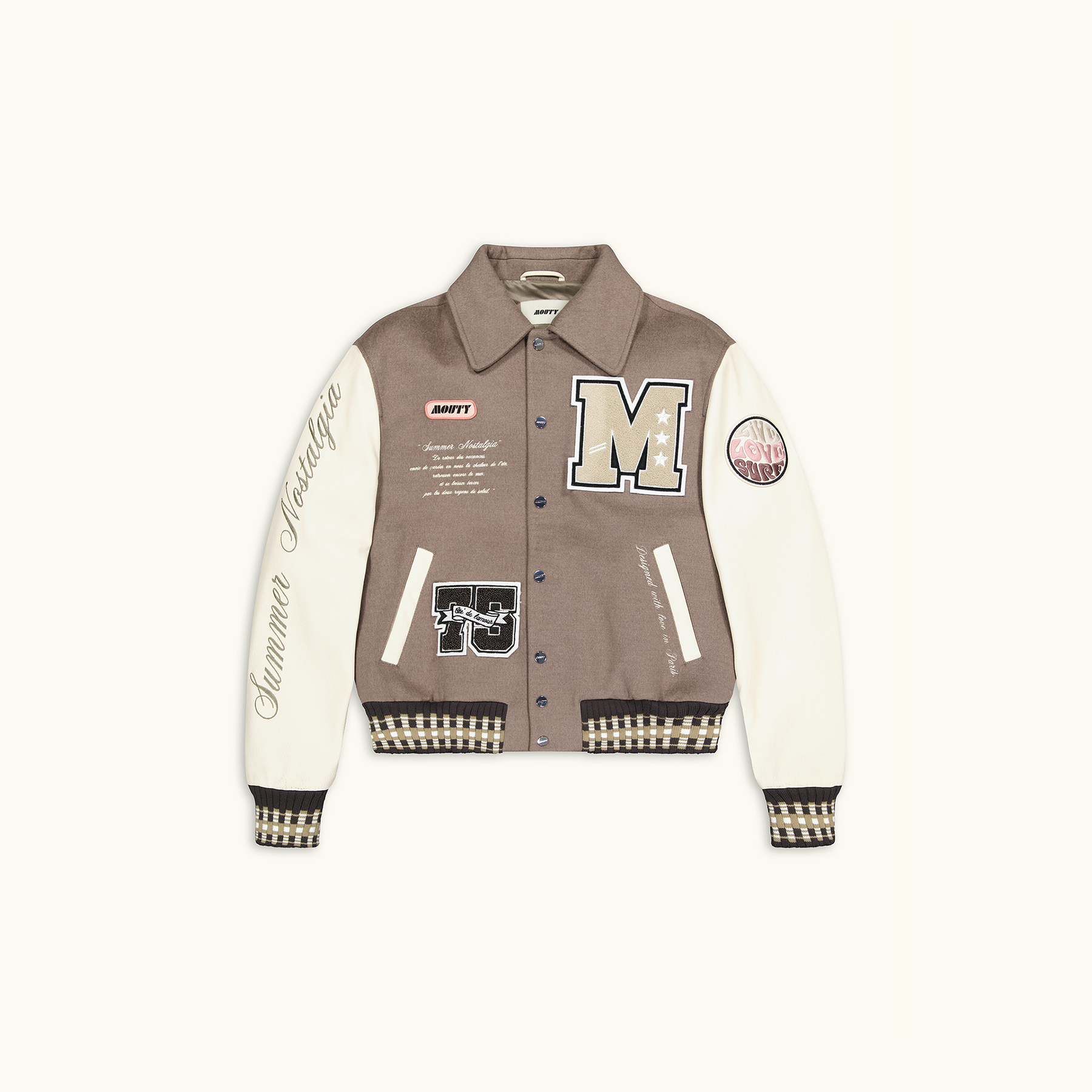 BEIGE VARSITY JACKET