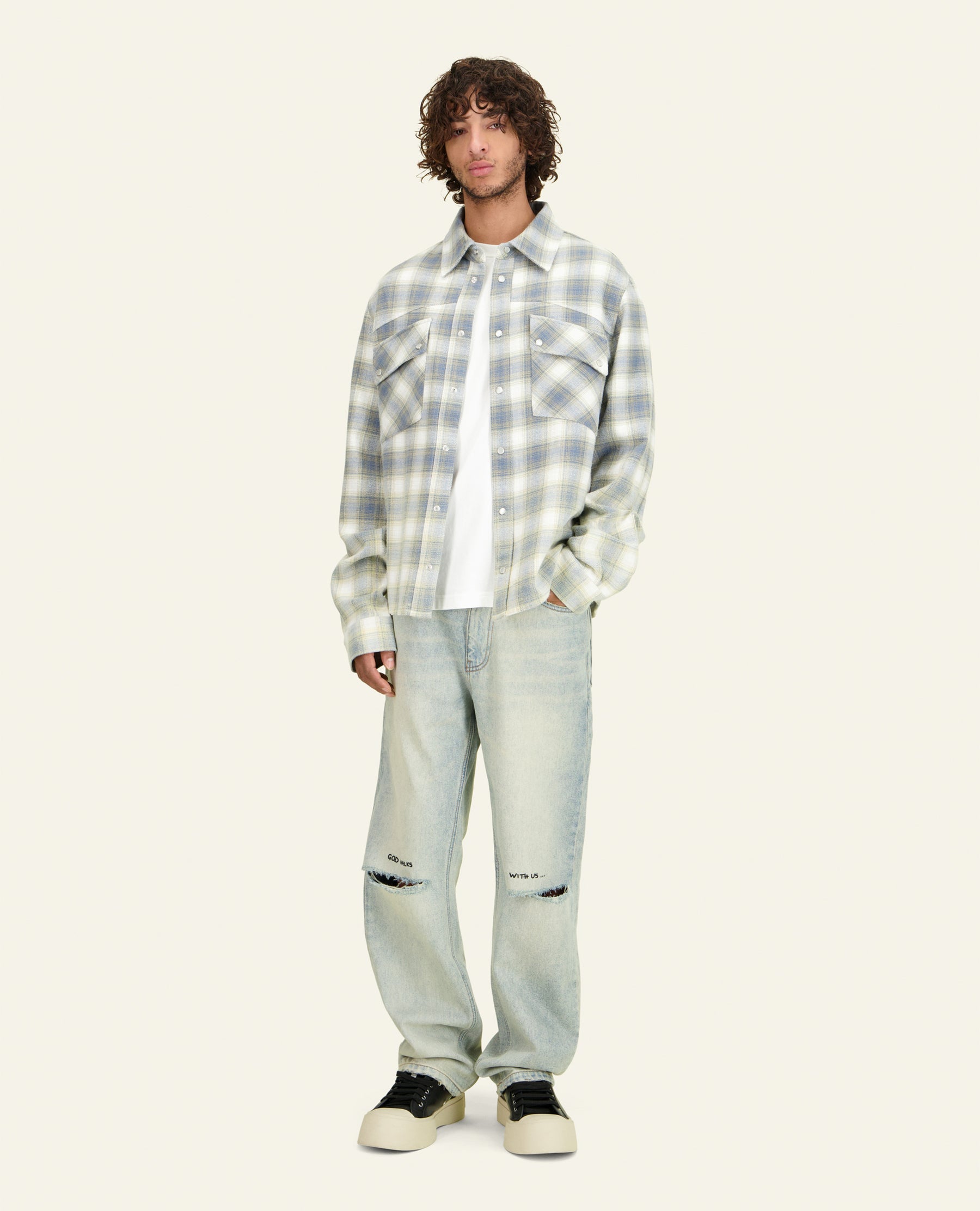 CHEMISE À CARREAUX WEST BLEU