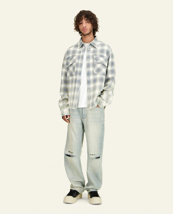 CHEMISE À CARREAUX WEST BLEU