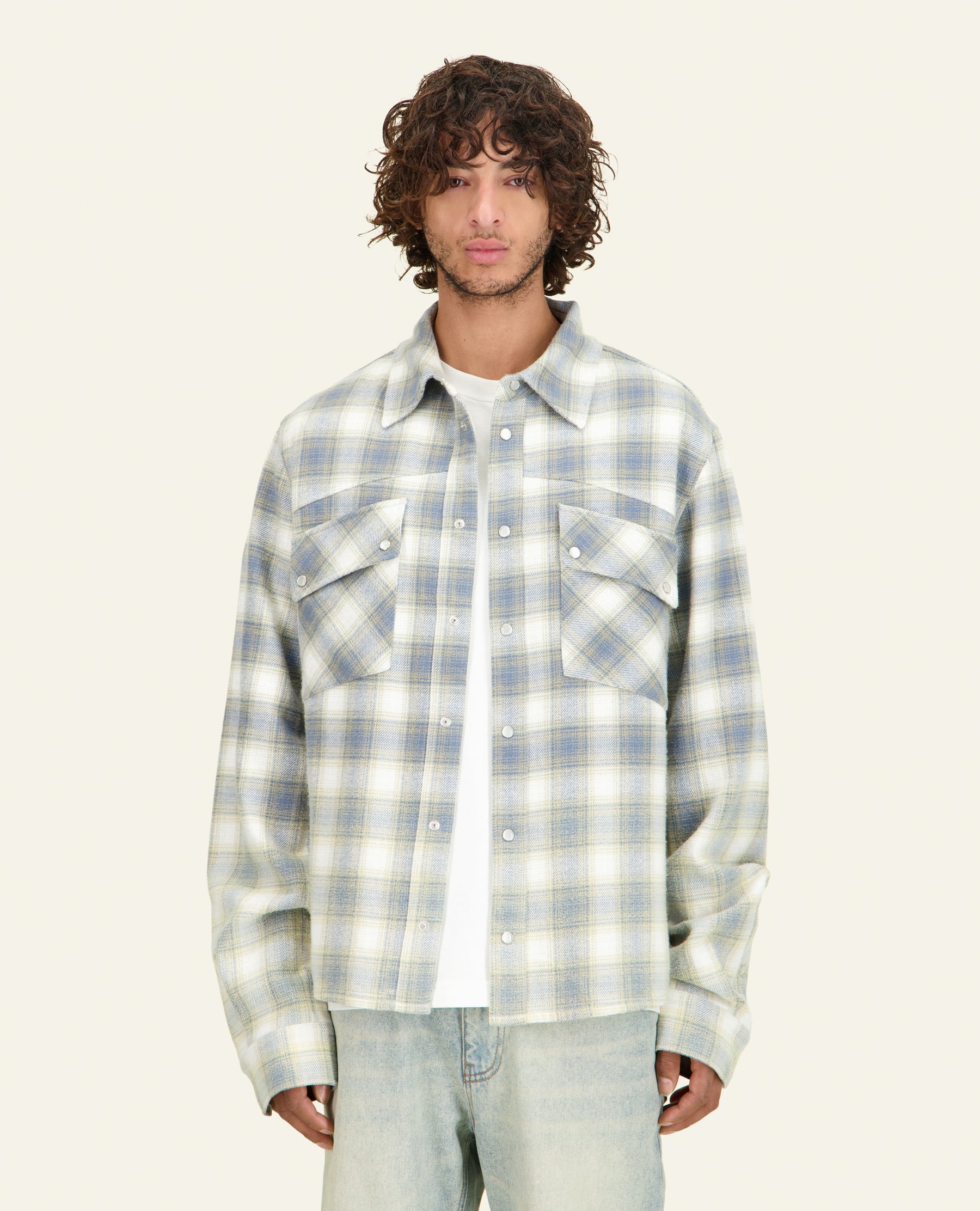 Chemise de Travail Western à Manches Longues pour Homme - Bleu - Small Chemise de Travail Western à Manches Longues pour Homme - Bleu - Small
