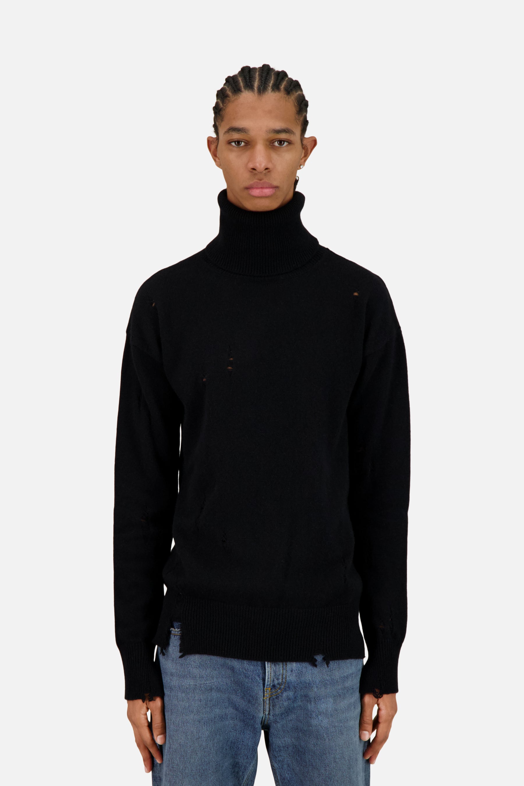 PULL COL ROULÉ EN CACHEMIRE EFFET USÉ