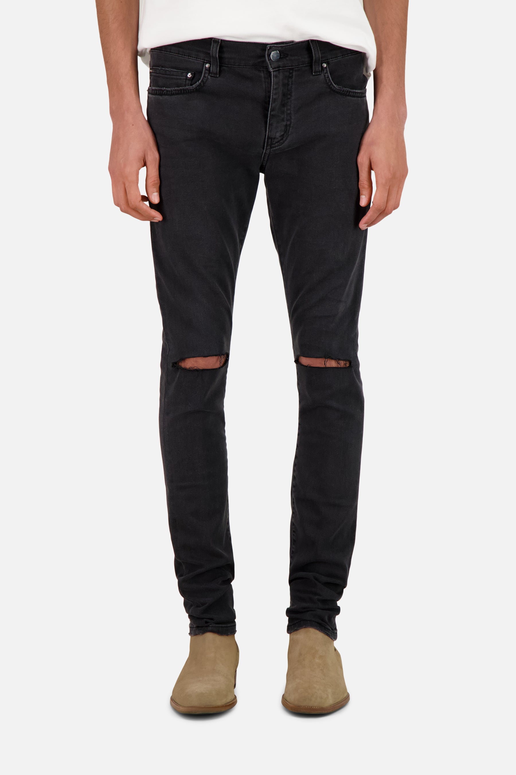 BLACK SLIM DENIM TROUSERS