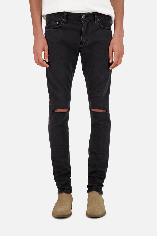 BLACK SLIM DENIM TROUSERS