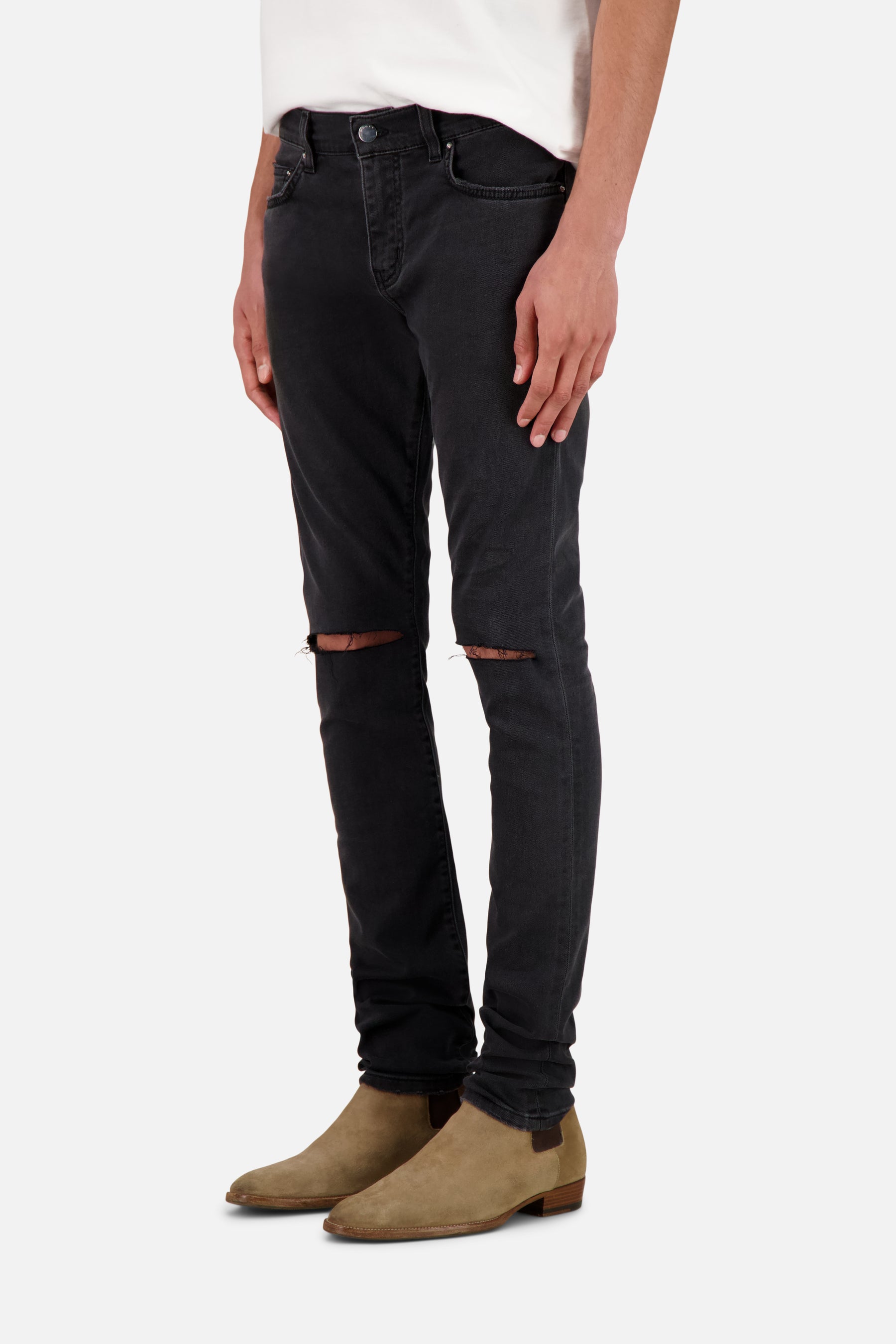 BLACK SLIM DENIM TROUSERS